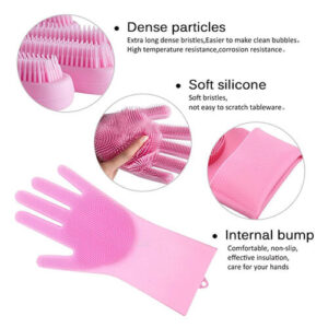 Reusable Silicone Cleaning Brush Scrubber Gloves