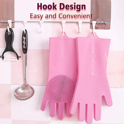 Reusable Silicone Cleaning Brush Scrubber Gloves